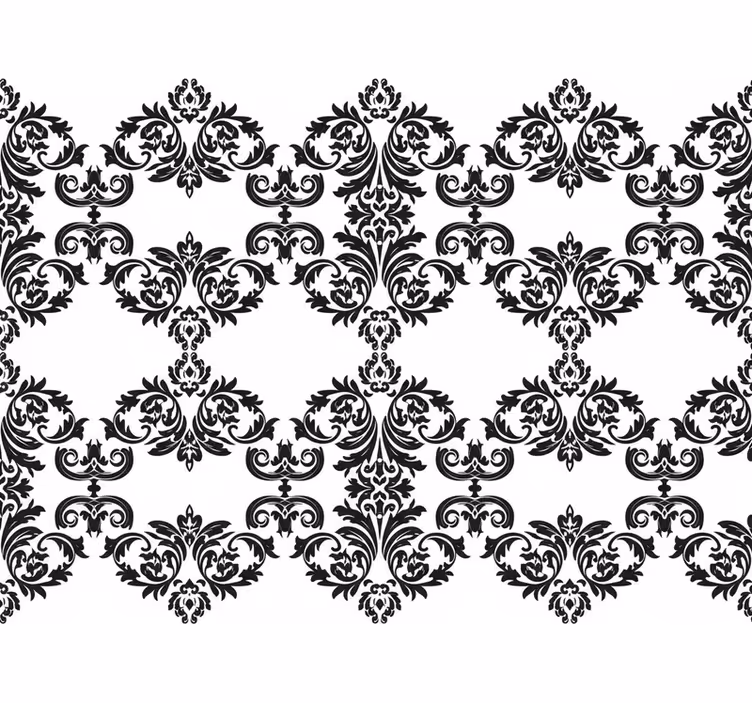 Tapet baroc cu model floral damasc negru - TenStickers