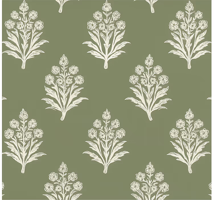 Tapet flori imprimeu floral verde murdar - TenStickers