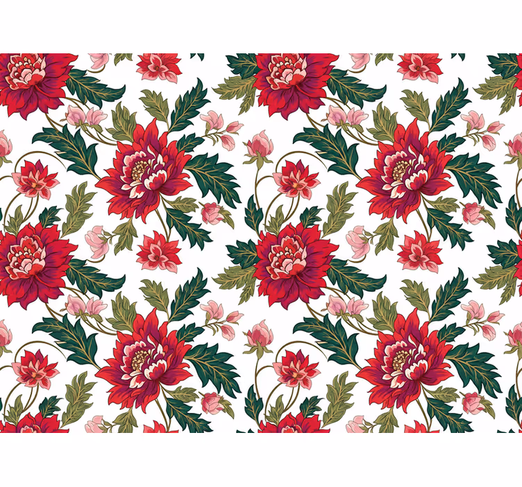 Tapet de frunze simfonie florală roșie - TenStickers