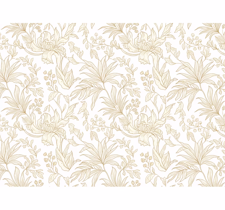 Tapet de frunze optic junglă floral bej - TenStickers