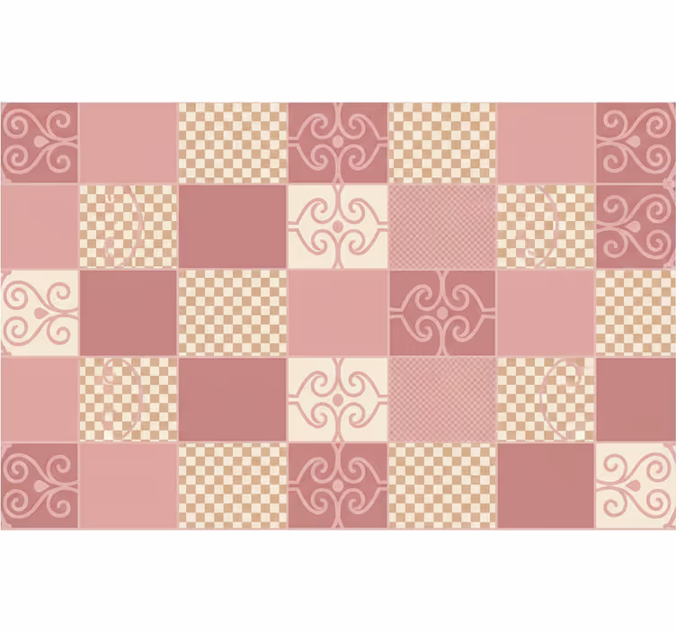 Geometric tapet design vintage pătrățele roz - TenStickers
