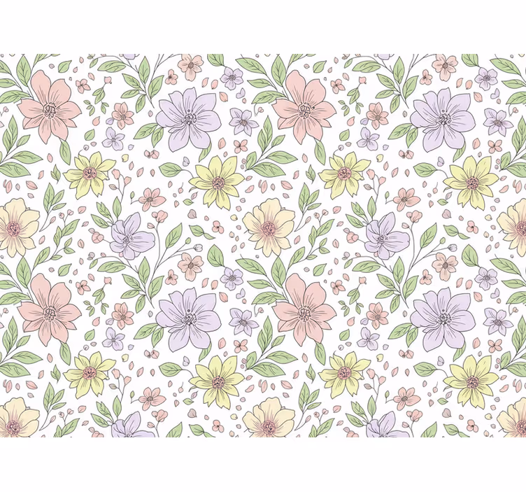 Tapet de frunze flori colorate moi - TenStickers