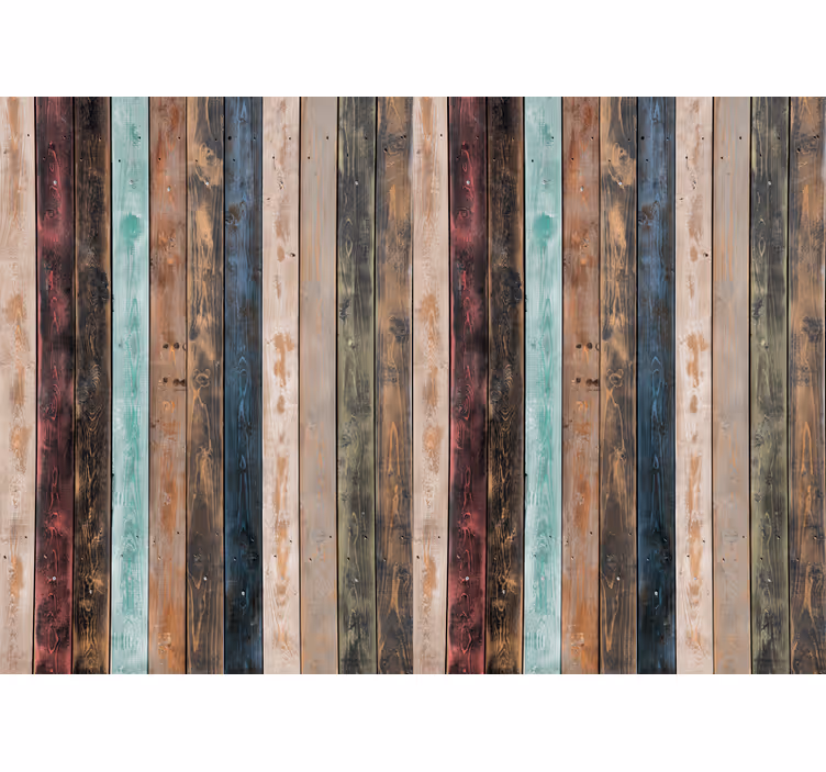 Tapet rustic cu plăci verticale colorate pictate - TenStickers