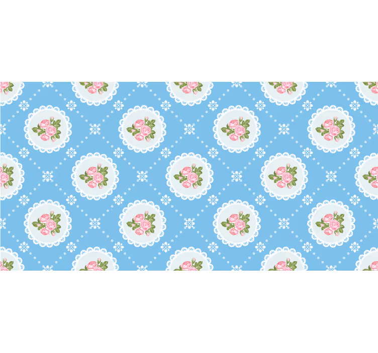 Tapet albastru cu model dantelat floral - TenStickers
