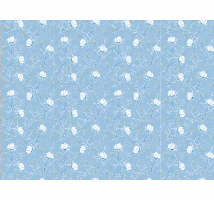 Tapet albastru cu motive de frunze botanice - TenStickers