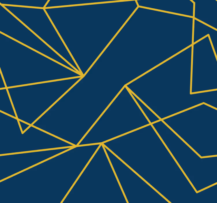 Tapet albastru cu linii geometrice aurii - TenStickers