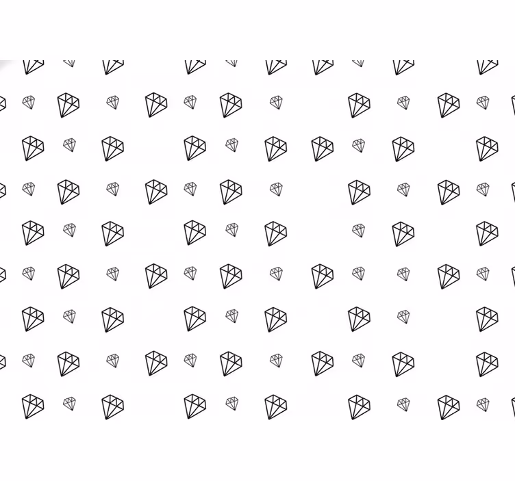 Tapet alb cu model de diamante negre - TenStickers
