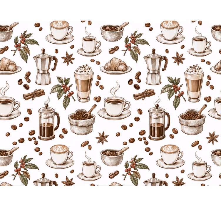 Tapet bucătărie tipuri de cafea - TenStickers