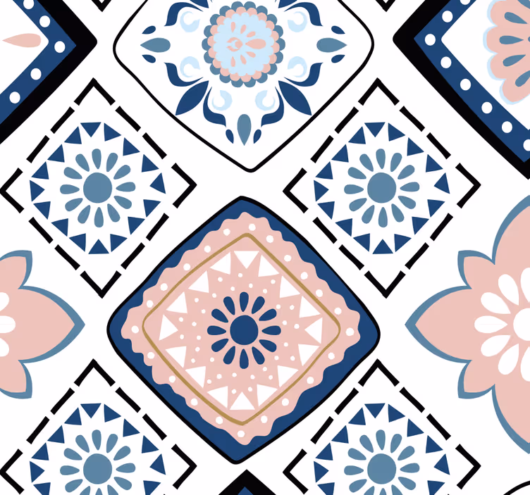 Tapet flori roz și albastru deschis - TenStickers