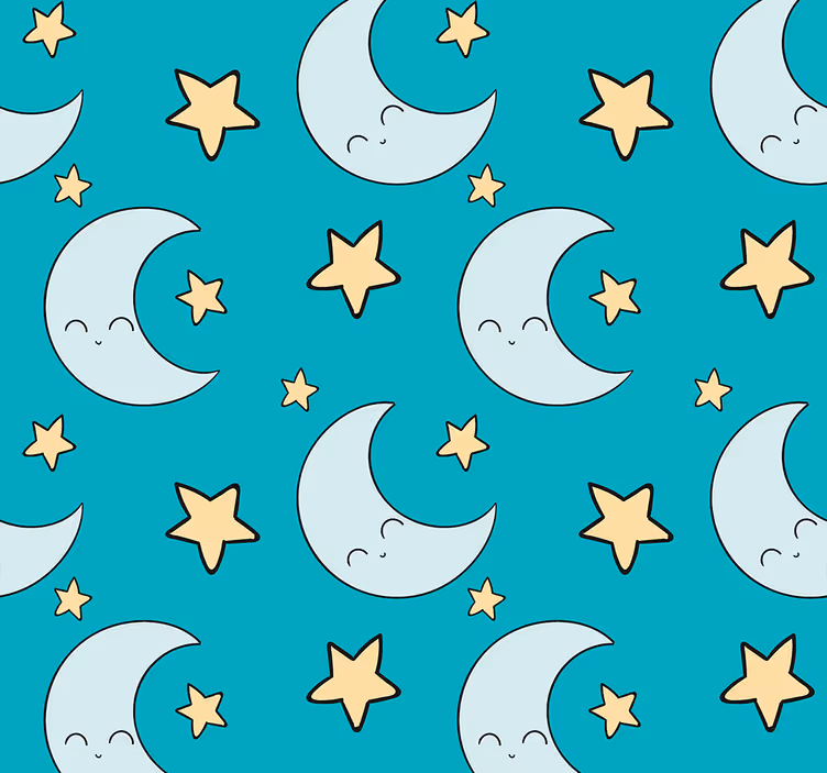 Tapet de stele și lună pentru copii - TenStickers