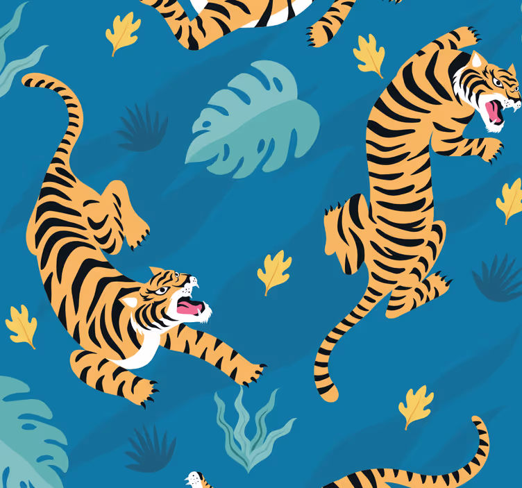 Tapet de tigri din sala de mese - TenStickers