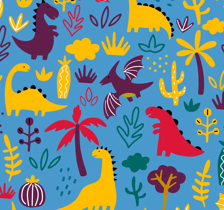 Tapet dormitor dinozauri fericiți - TenStickers
