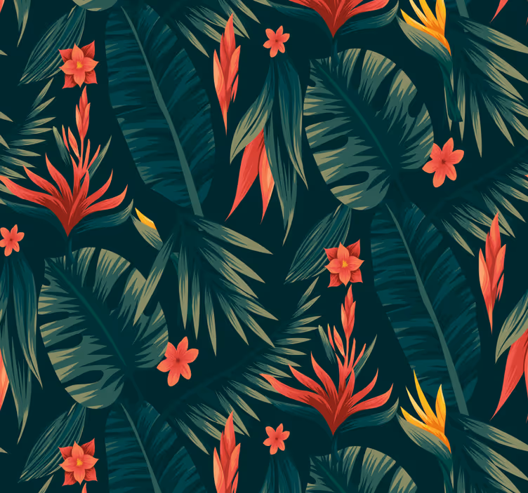 Tapet de jungla 3d de plante tropicale - TenStickers