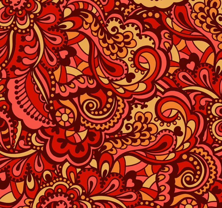 Sufragerie rallpaper forme ornamentale roșii - TenStickers
