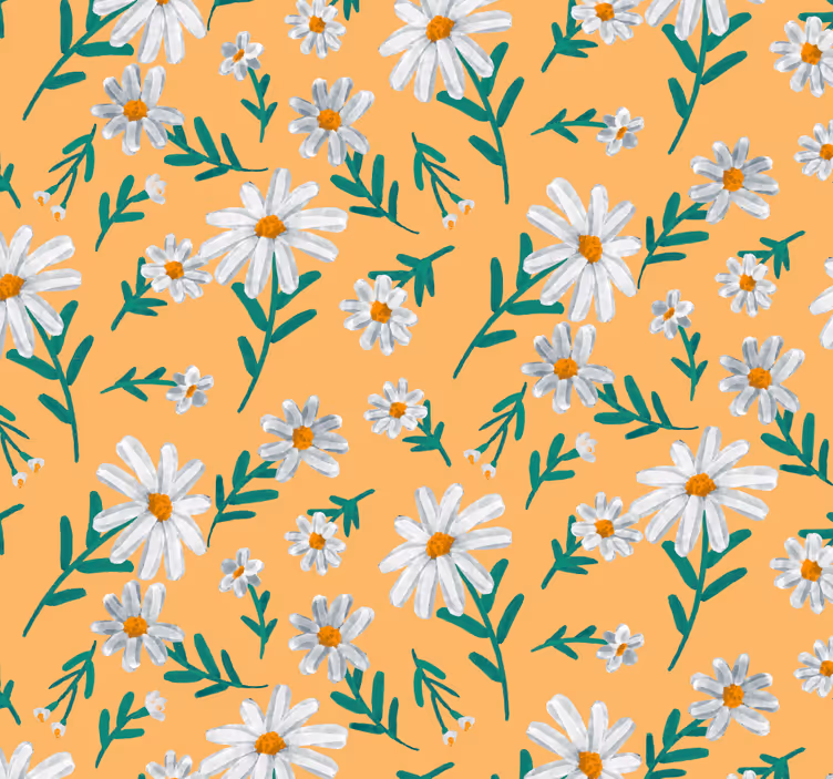 Tapet de flori margarete pe fundal galben - TenStickers