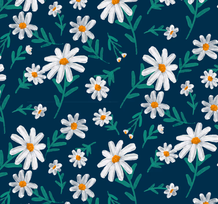 Tapet de flori margarete pe fond albastru - TenStickers