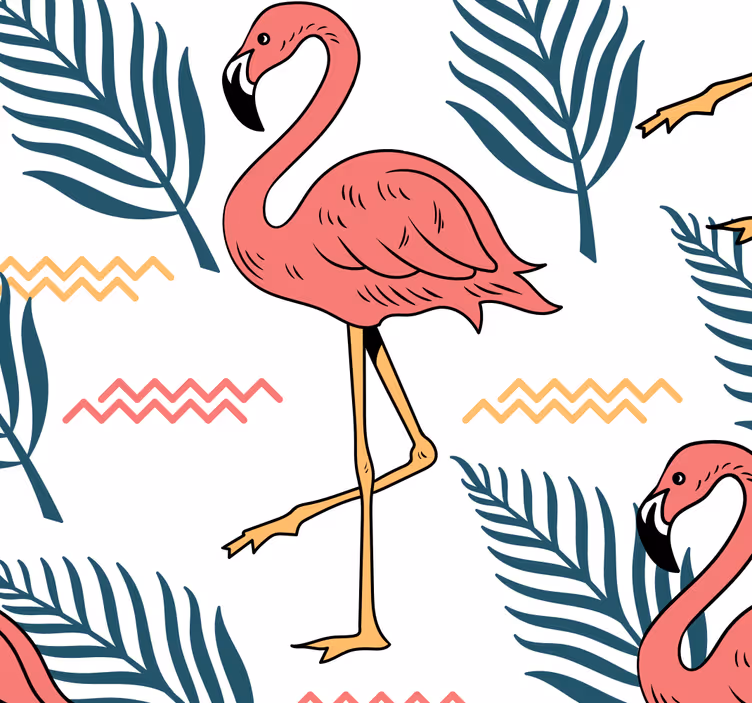 Frunze tropicale cu tapet de flameni pentru animale - TenStickers