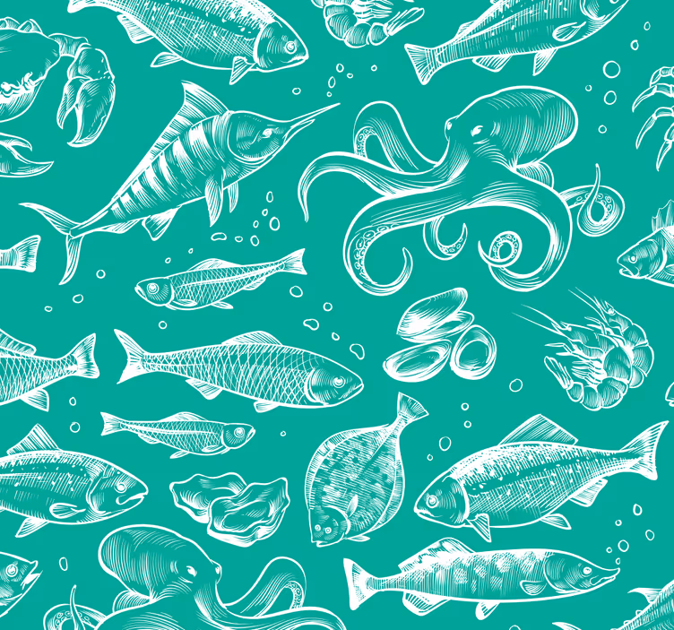 Wallpaper cu peşte modele de viață marine - TenStickers