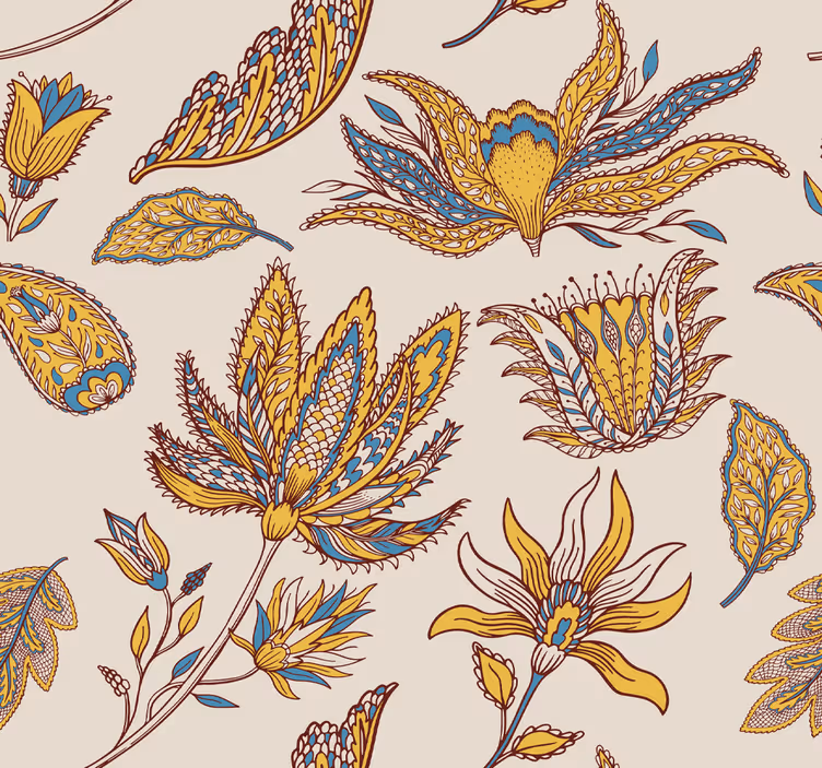Tapet ornamental pentru flori de paisley - TenStickers