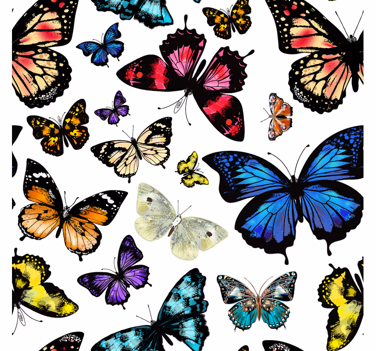 Fluture tapet cu motive colorate zburătoare - TenStickers