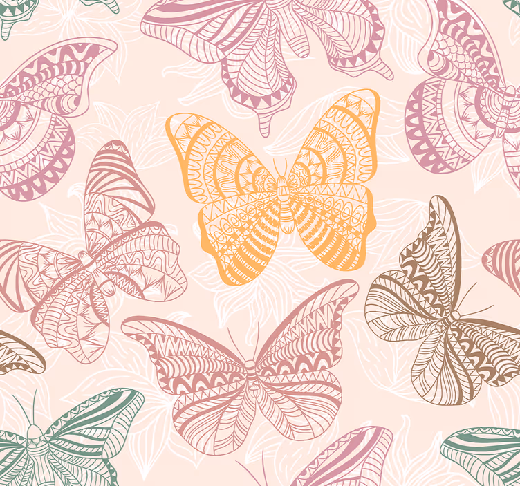 Tapet fluturi ornamentali colorati - TenStickers