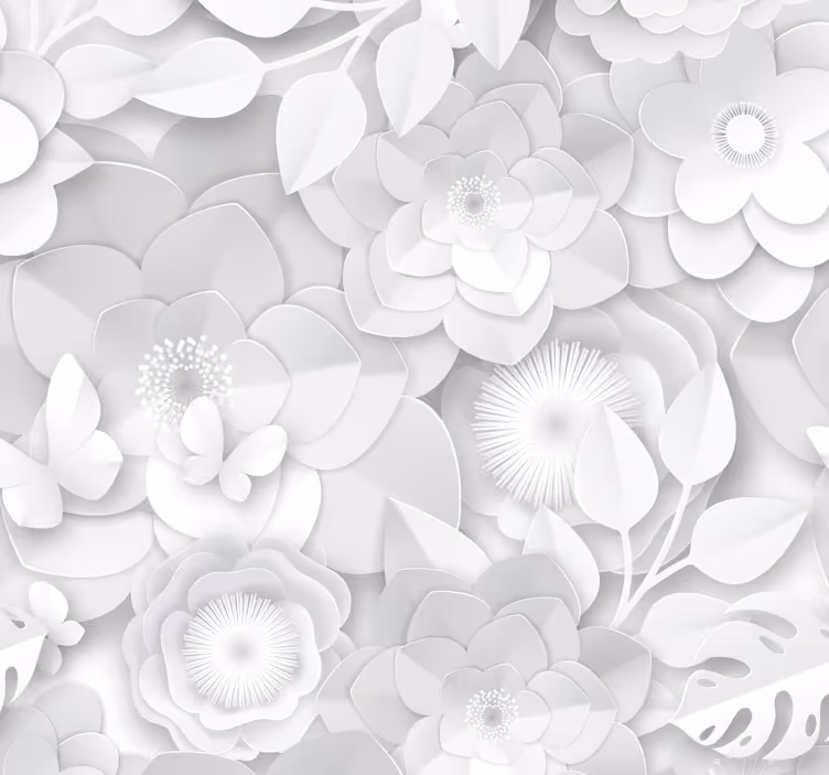Tapet cu flori albe 3d - TenStickers