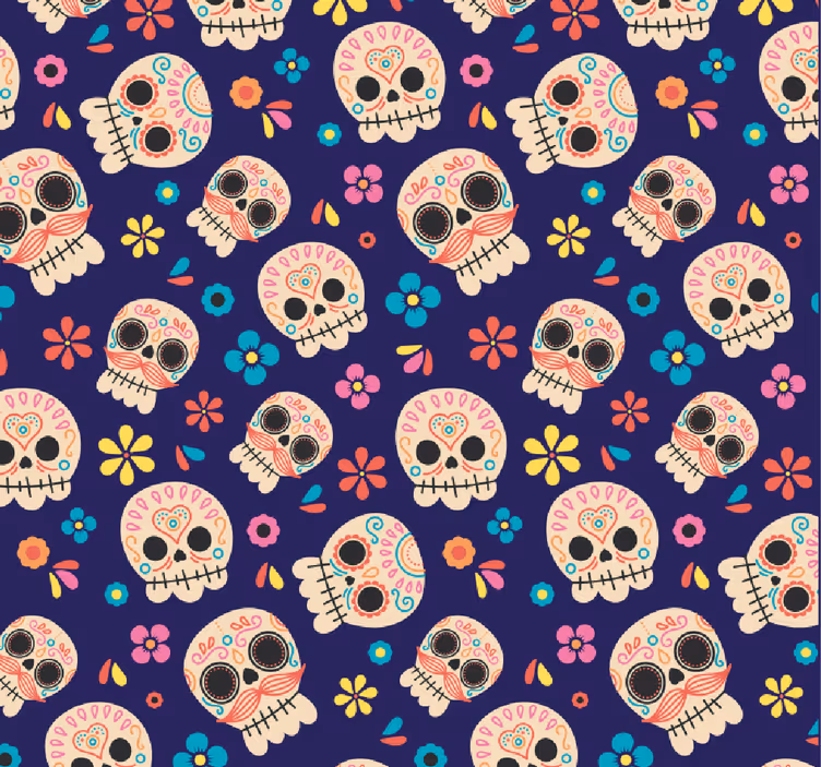 Tapet Halloween model de craniu colorat - TenStickers