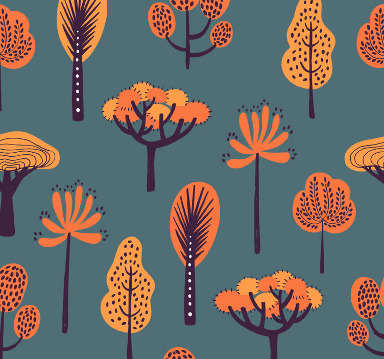 Copaci tapet motive botanice stilizate - TenStickers