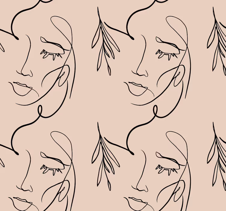 Tapet bej fețe de linii abstracte - TenStickers