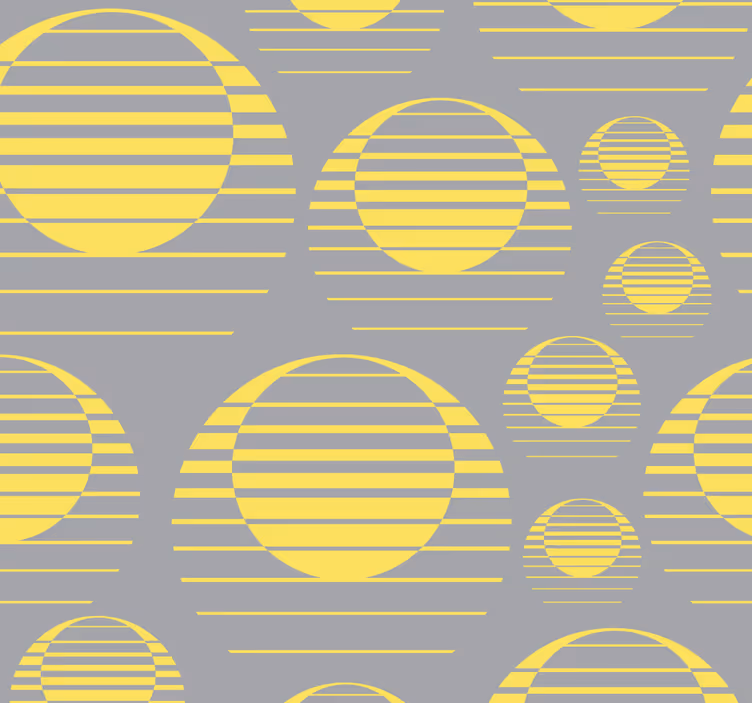 Retro soare trage gri tapet abstract galben - TenStickers