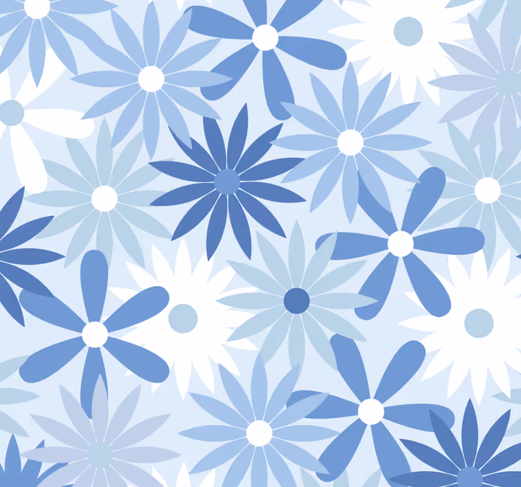 Tapet vintage albastru tonuri flori - TenStickers