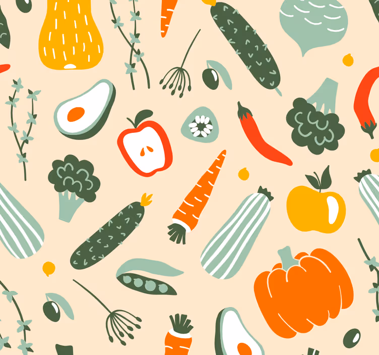 Tapet bucătărie diferite ilustrații alimentare - TenStickers