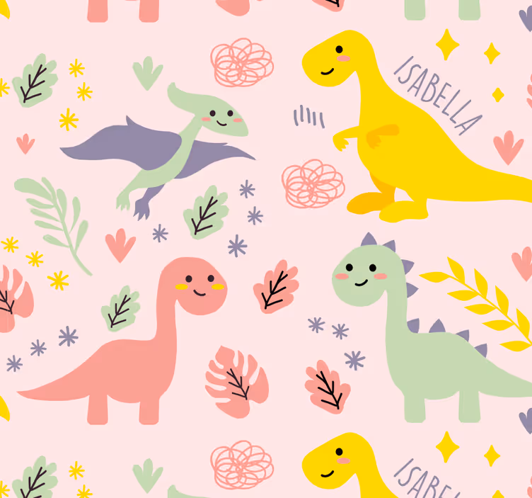 Dinozauri verzi cu imagini de fundal pentru copii - TenStickers