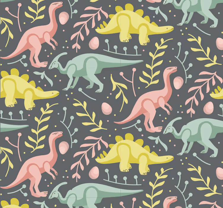 Tapet dinozauri joc de ilustrații animate cu dinozauri - TenStickers