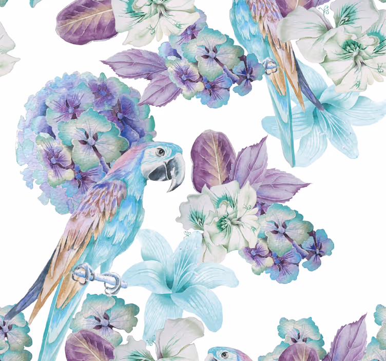 Tapet papagali design floral de papagal - TenStickers