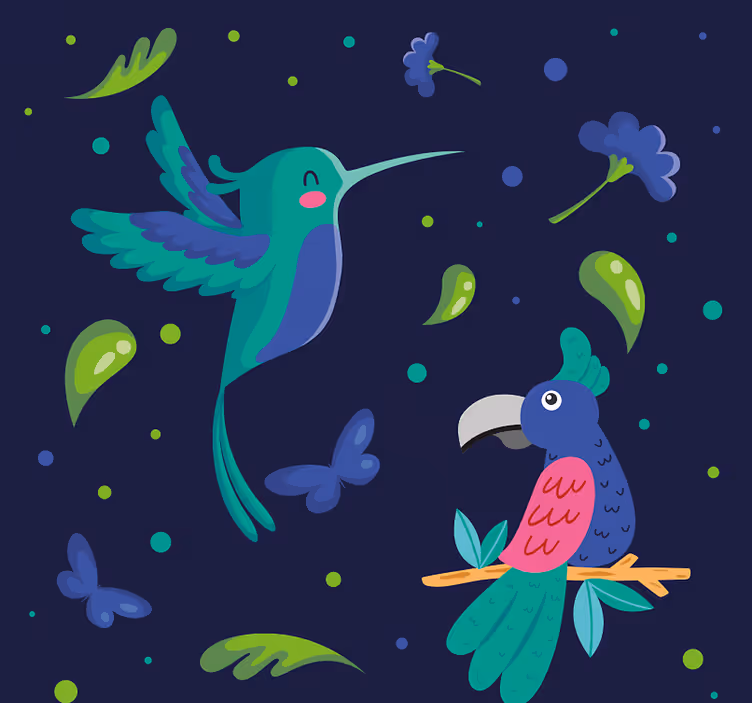 Papagali și ciocănitori tapet pentru animale - TenStickers
