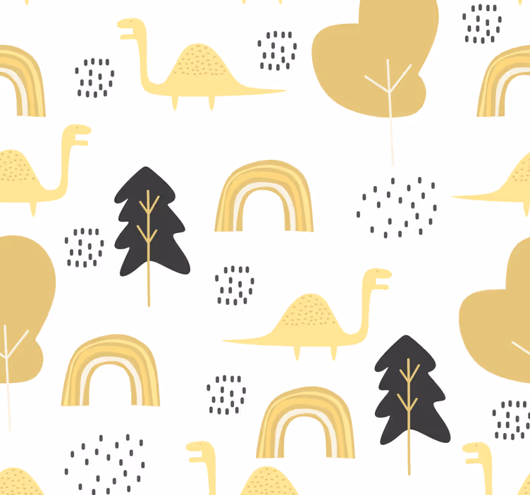 Tapet dinozauri galbeni în stil nordic - TenStickers