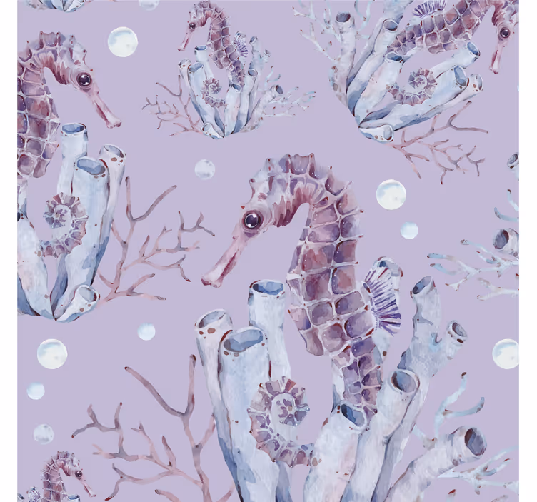 Tapet de animale ilustrație de căluț de mare - TenStickers