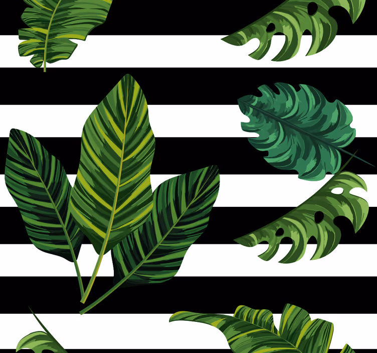 Tapet frunze tropicale și figuri geometrice - TenStickers