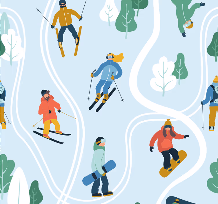 Tapet de pepinieră sporturi de iarnă jucăușe - TenStickers
