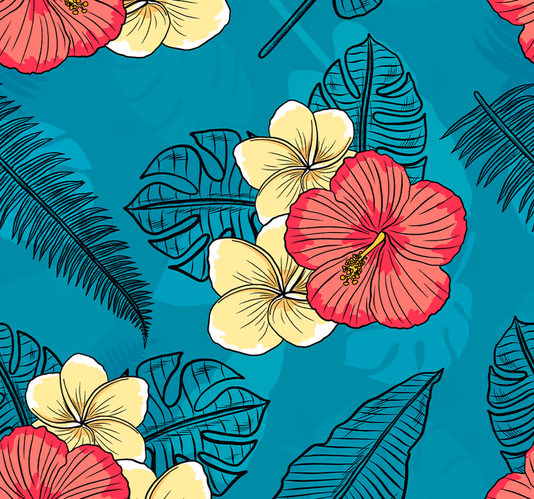 Tapet flori model tropical de hibiscus - TenStickers