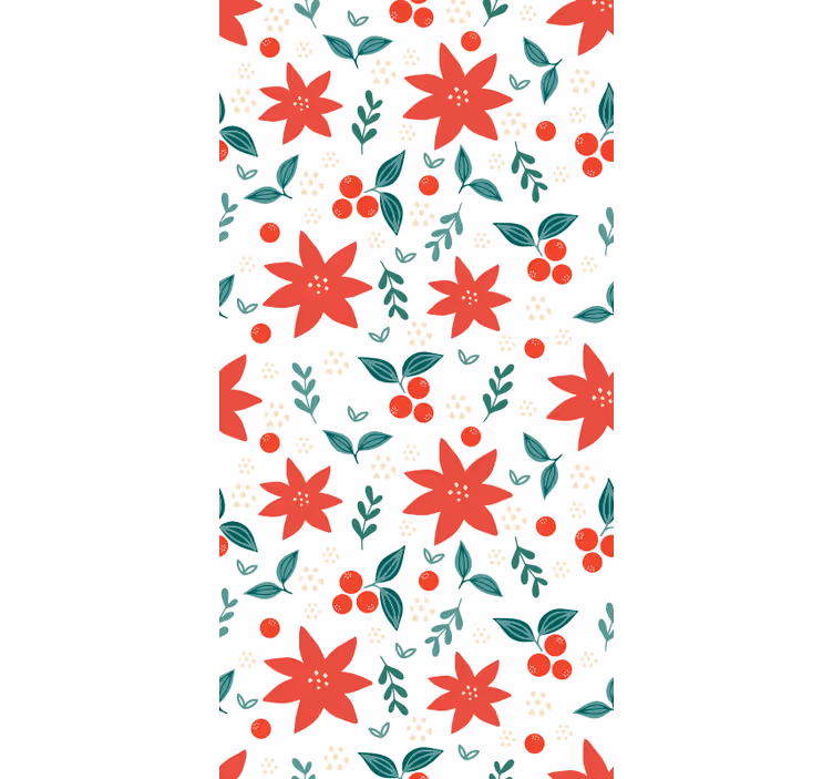 Crăciun tapet model de poinsettias festiv - TenStickers