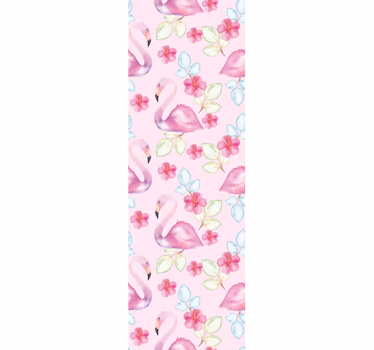 Tapet de animale flamingi florali - TenStickers