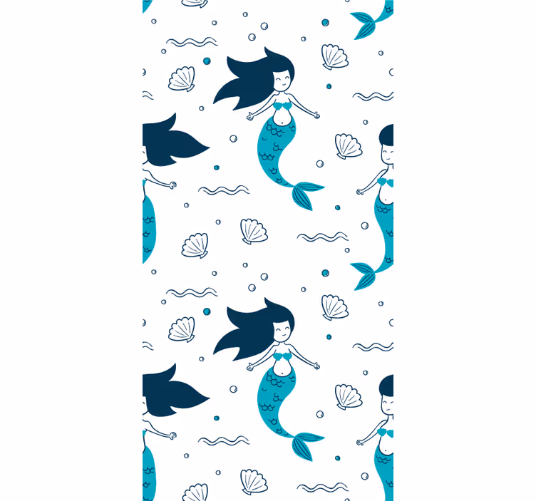 Tapet albastru cu temă model sirena - TenStickers