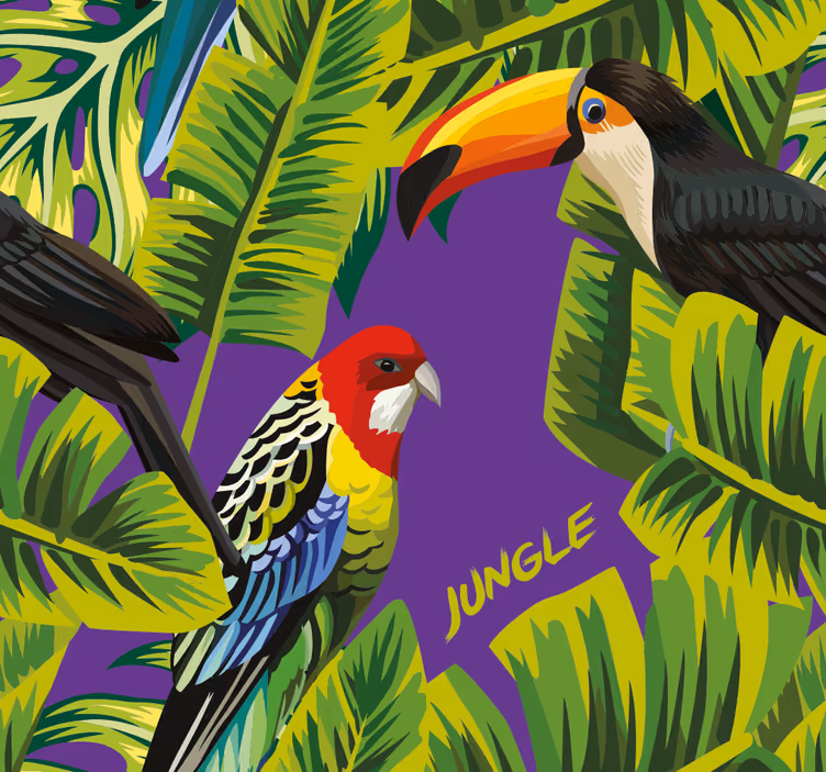 Tapet papagali paradisul păsărilor tropicale - TenStickers