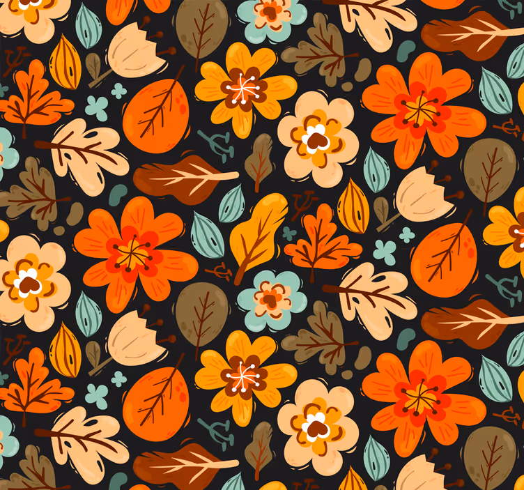 Tapet elegant cu flori portocalii - TenStickers