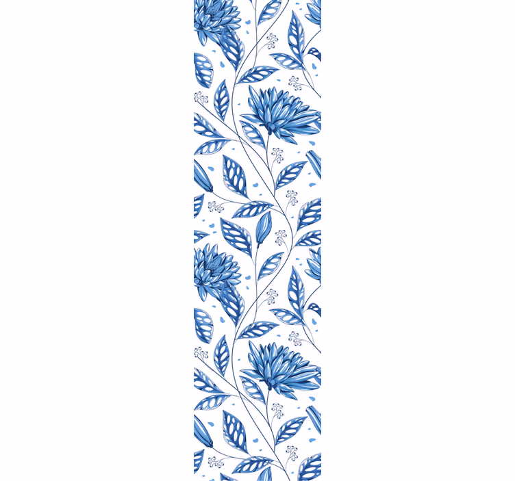 Tapet flori model floral albastru - TenStickers