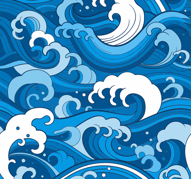 Tapet albastru modelul valurilor oceanice - TenStickers