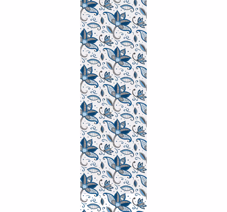 Tapet de frunze mâzgăleli cu flori albastre - TenStickers