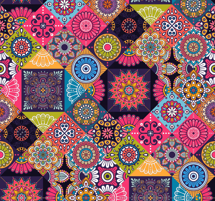 Tapet de gresie mandala inchisa la culoare - TenStickers